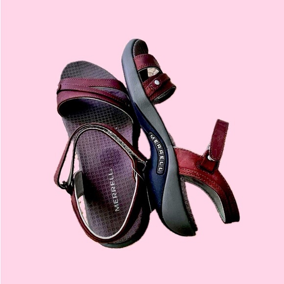 Merrell Shoes - NWT Merrell Burgundy Red Strappy Sandals